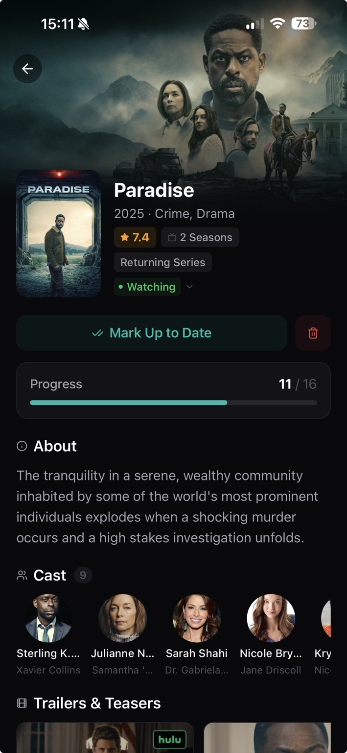EpisodePal series detail screen showing progress through a show